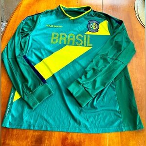 POLO SPORT Mens XL Green Brasil BRAZIL Crest Performance JERSEY Ralph Lauren